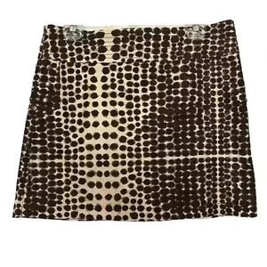 Ideology Women's Ivory & Brown Poly Circle Print Straight Skirt w Stud Accents